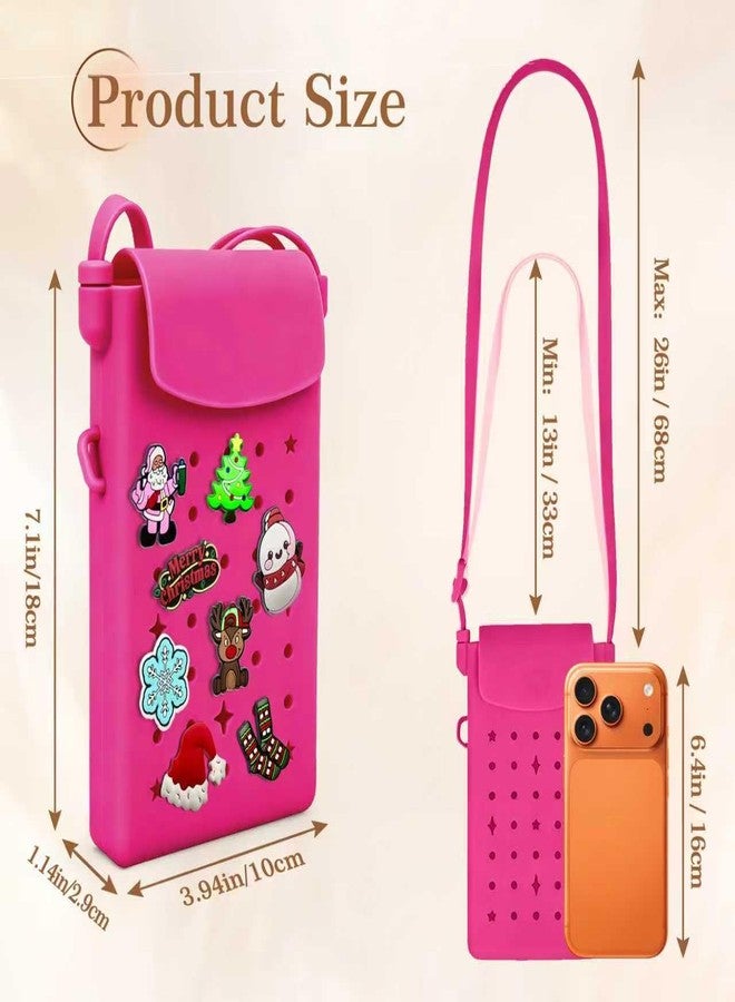 Oudizz Silicone Crossbody Bag for Women and girls, Small Phone Purse with Adjustable Shoulder Strap, Magnetic Closure, with15 Christmas Charms, Stylish Phone Bag for Women's Daily Use, Christmas Stuffers - Image 2